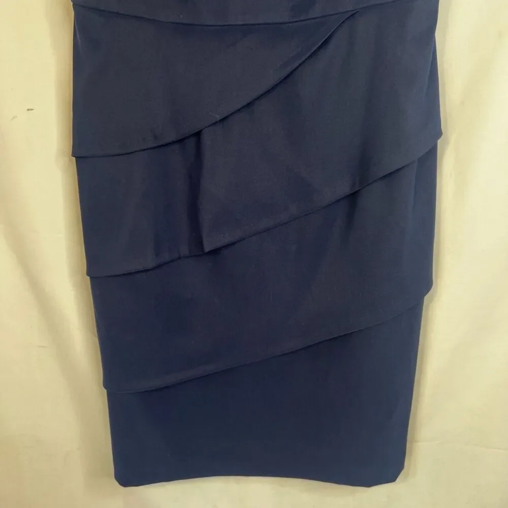 Connected Apparel Navy Blue‎ Sleeveless Pearl Necklace Sheath Dress Size 10